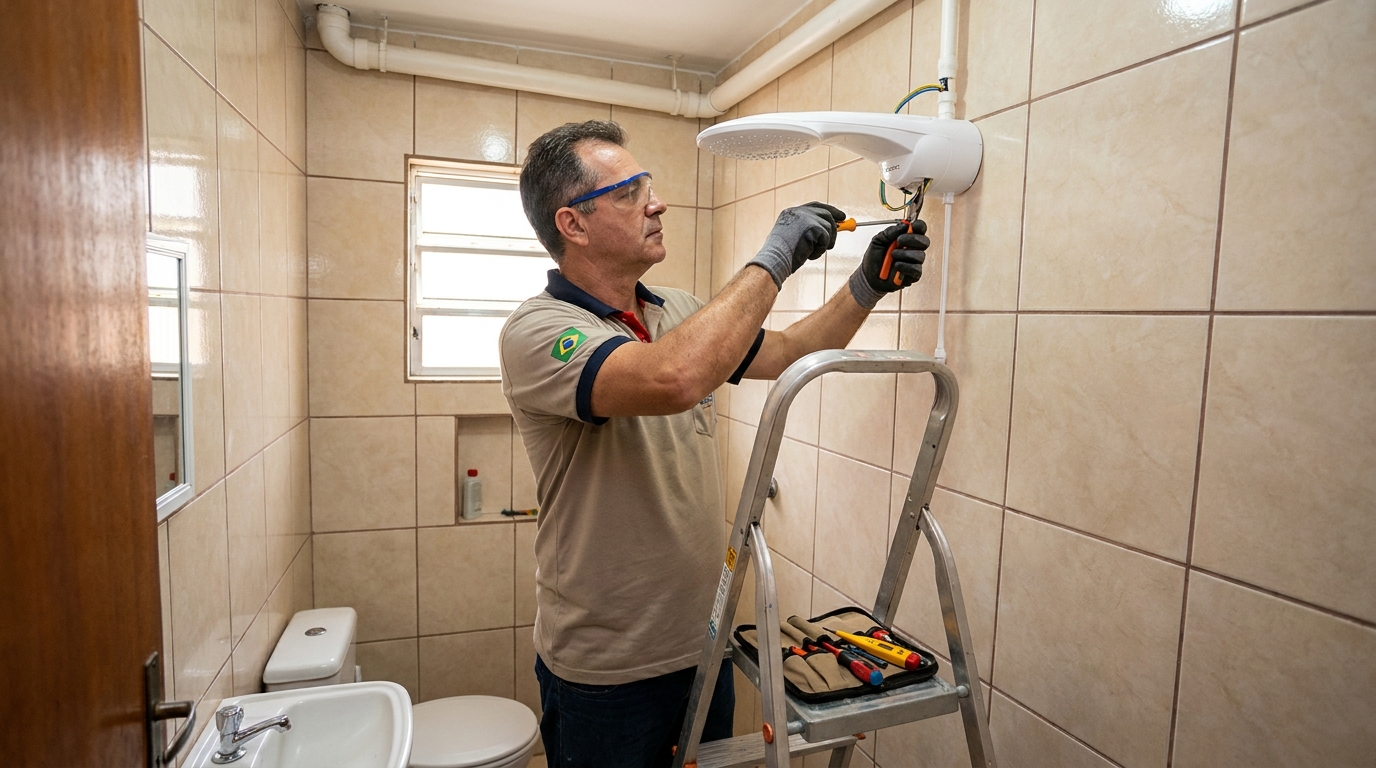 Instalação de chuveiro no banheiro em Vila Velha‑ES